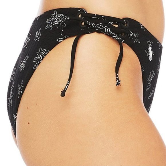POLO RL Black White Floral Stencil Bikini Set L - Picture 2 of 16